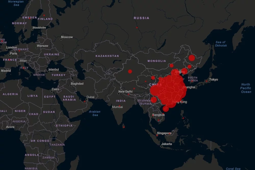 Foto de mapa con enfermedad de coronavirus